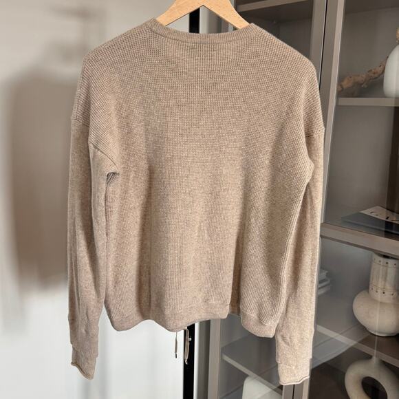 Polo Ralph Lauren Performance Cashmere Sweater Tan Waffle Knit Long Sleeves L - Picture 2 of 6
